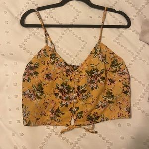 Yellow floral flowy crop top